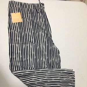 Womens Print Stretch Comfort Waist Pants Navy Blue